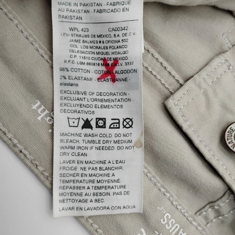 Signature Levi Strauss Modern Straight Khaki Tan Pants Mens 31x32 Stretch Chino